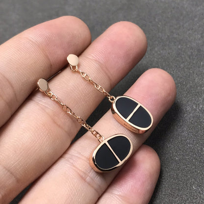 [Angela Jewellery]CHAINE VERSO BLACK CERAMIC SILVER EARRINGS