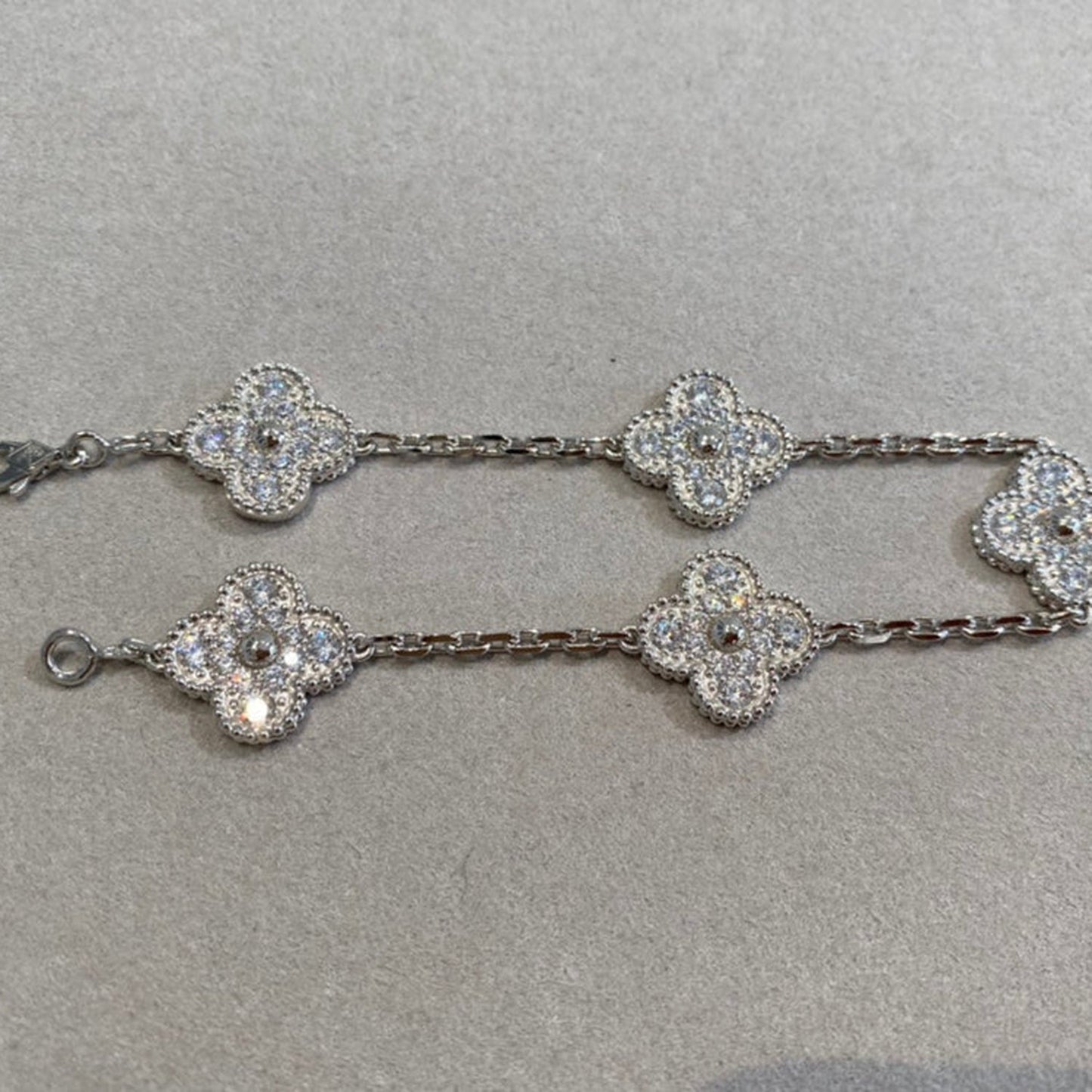 [Angela Jewellery]CLOVER 5 MOTIFS  DIAMOND BRACELET SILVER