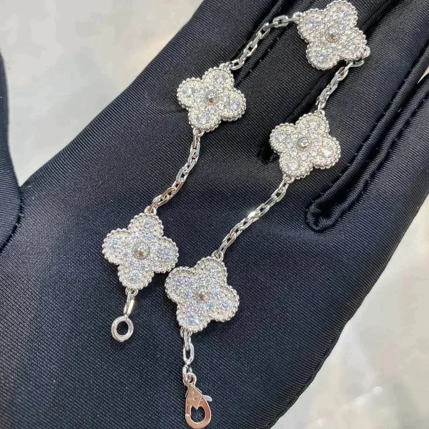 [Angela Jewellery]CLOVER 5 MOTIFS  DIAMOND BRACELET SILVER
