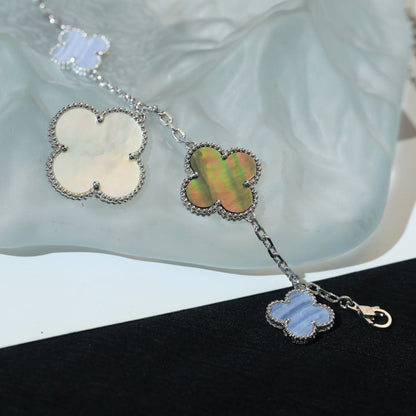 [Angela Jewellery]CLOVER BRACELET 5 MOTIFS MOP CHALCEDONY SILVER