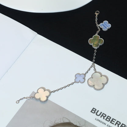 [Angela Jewellery]CLOVER BRACELET 5 MOTIFS MOP CHALCEDONY SILVER
