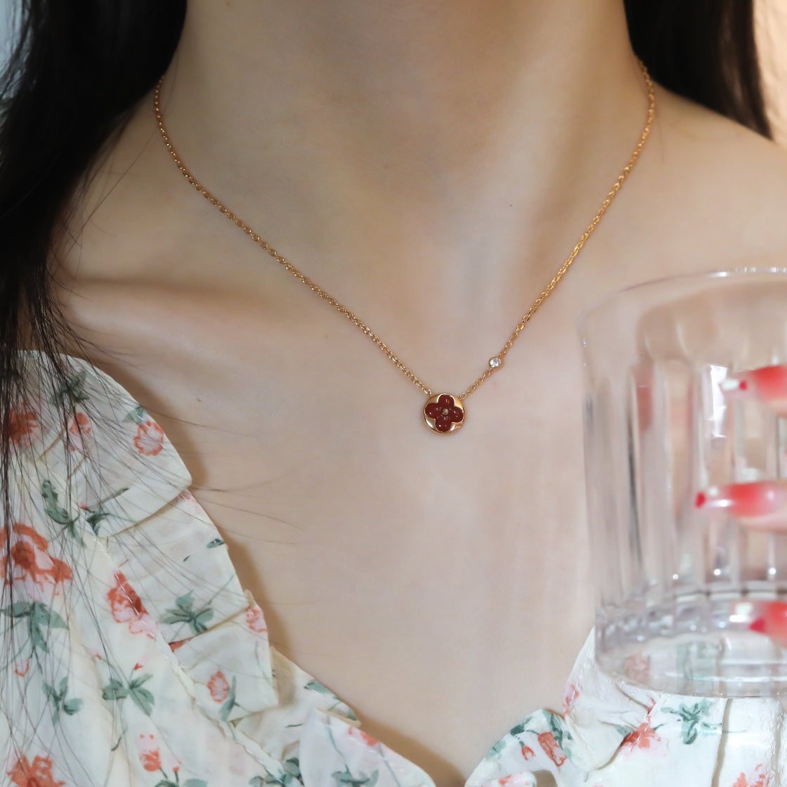 [Angela Jewellery]SUN PEDANT PINK GOLD 1 DIAMOND NECKLACE