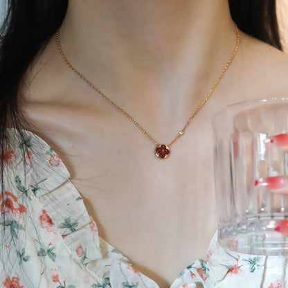 [Angela Jewellery]SUN PEDANT PINK GOLD 1 DIAMOND NECKLACE