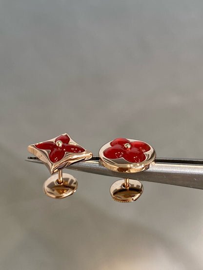 [Angela Jewellery]STAR AND SUN PINK GOLD CARNELIAN STUD EARRINGS