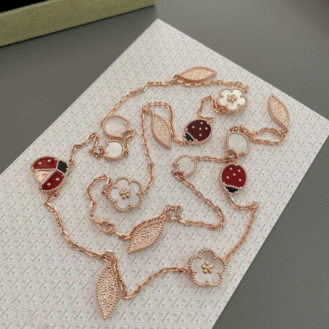 [Angela Jewellery]LUCKY SPRING 15 MOTIFS ROSE GOLD NECKLACE
