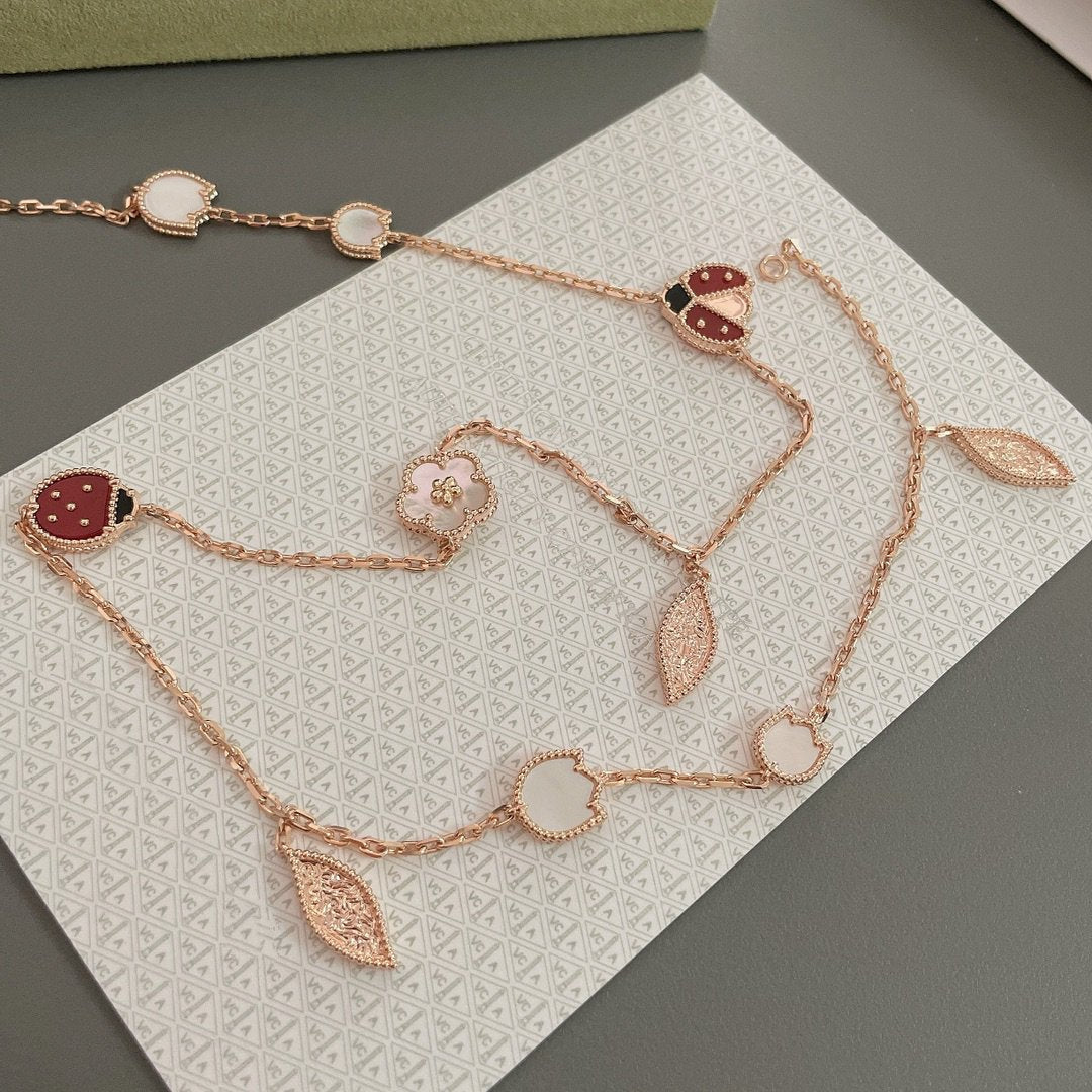 [Angela Jewellery]LUCKY SPRING 15 MOTIFS ROSE GOLD NECKLACE