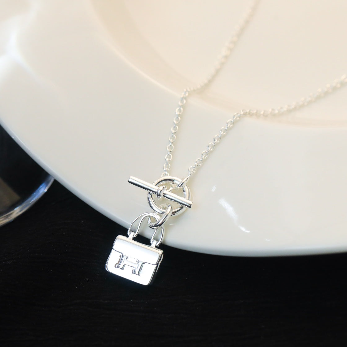 [Angela Jewellery]POP H PEDANT SILVER NECKLACE