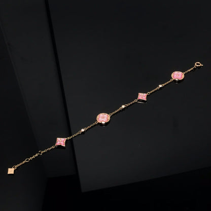 [Angela Jewellery]STAR AND SUN 4 MOTIF PINK MOP PINK GOLD BRACELET