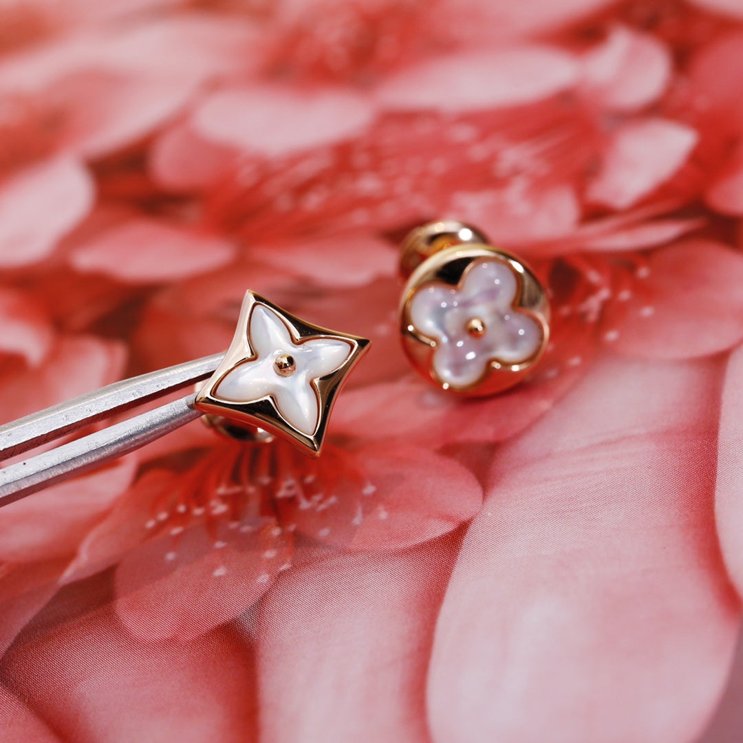 [Angela Jewellery]STAR AND SUN PINK GOLD MOP STUD EARRINGS