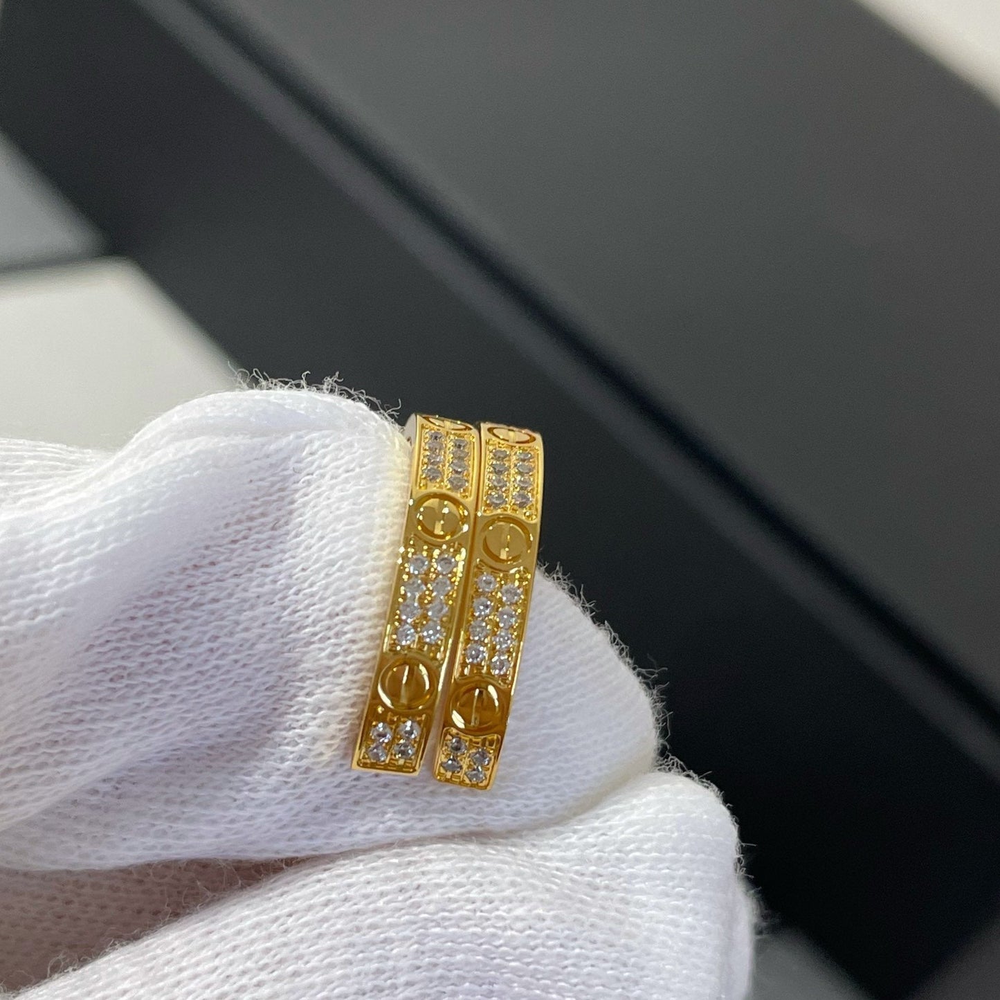 [Angela Jewellery]LOVE DIAMOND GOLD HOOP EARRINGS