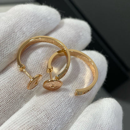 [Angela Jewellery]LOVE DIAMOND PINK GOLD HOOP EARRINGS