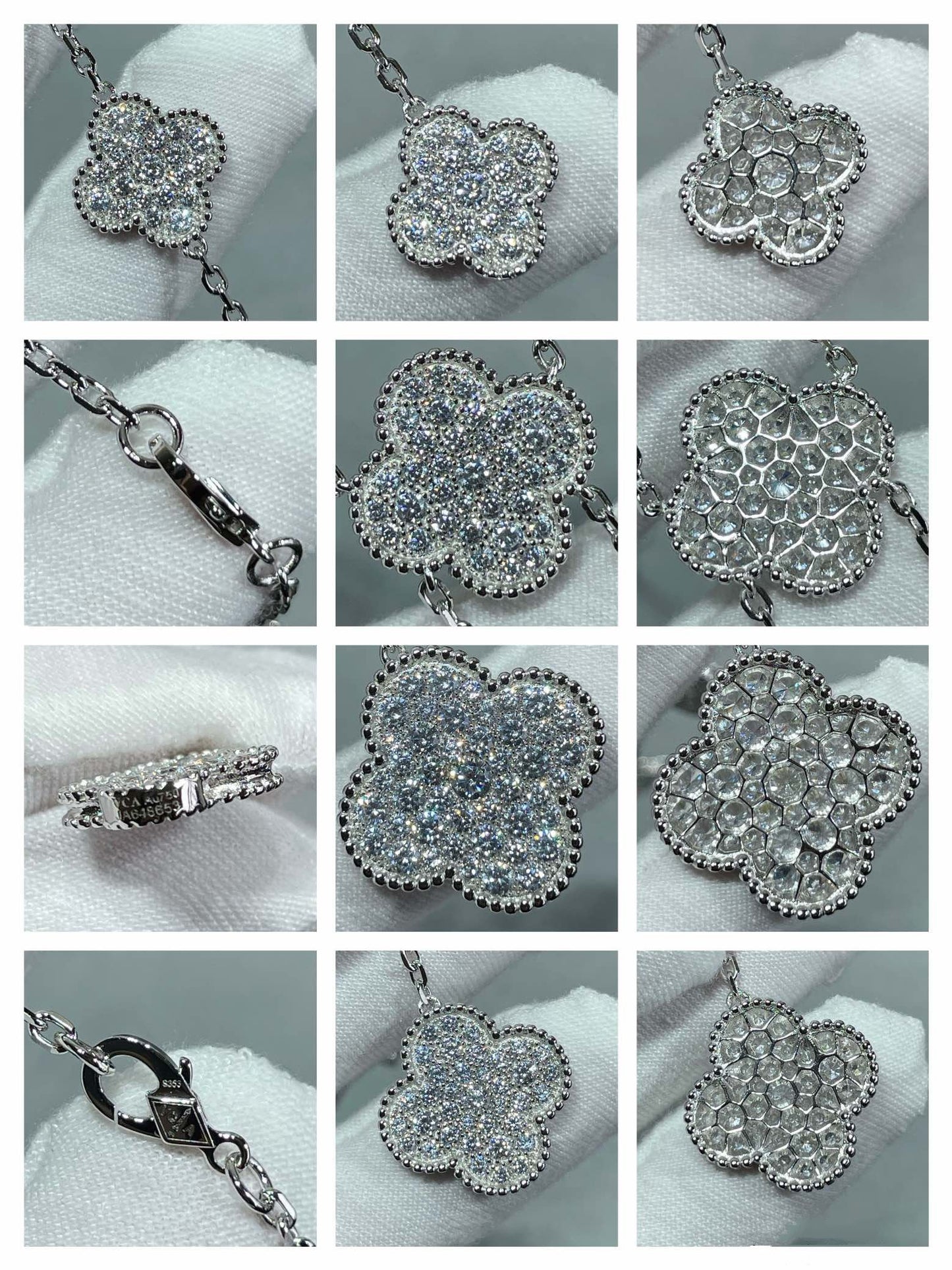[Angela Jewellery]CLOVER 6 MOTIF DIAMOND PAVED NECKLACE