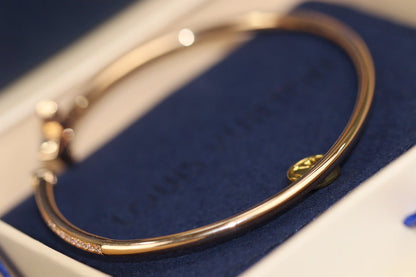 [Angela Jewellery]IDYLLE PINK GOLD OPEN BRACELET DIAMOND PAVED