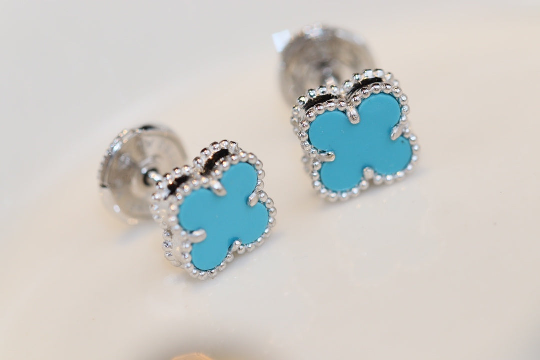 [Angela Jewellery]CLOVER MINI TURQUOISE SILVER STUD EARRINGS