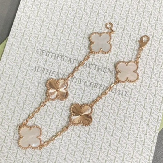 [Angela Jewellery]CLOVER BRACELET 5 MOTIF WHITE MOP PINK GOLD