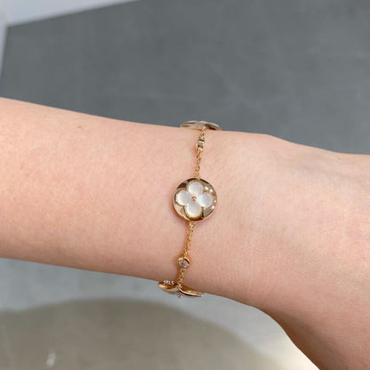 [Angela Jewellery]STAR AND SUN 4 MOTIF WHITE MOP PINK GOLD BRACELET