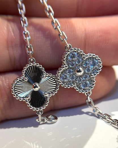 [Angela Jewellery]CLOVER 5 MOTIF SILVER DIAMOND BRACELET