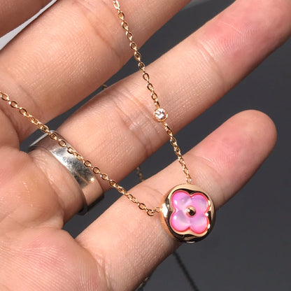 [Angela Jewellery]COLOR BLOSSOM PINK MOP SUN GOLD NECKLACE