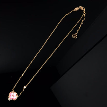[Angela Jewellery]COLOR BLOSSOM PINK MOP SUN GOLD NECKLACE