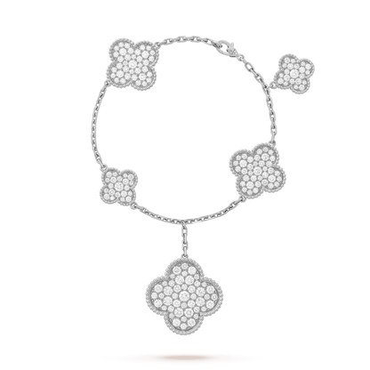 [Angela Jewellery]CLOVER 6 MOTIFS SILVER DIAMOND BRACELET