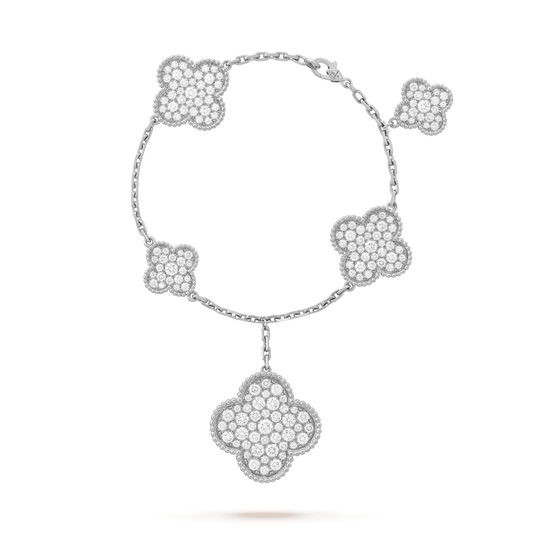 [Angela Jewellery]CLOVER 6 MOTIFS SILVER DIAMOND BRACELET
