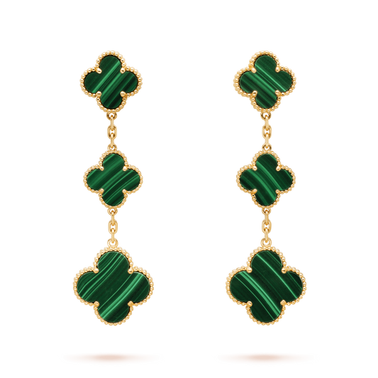 [Angela Jewellery]CLOVER MALACHITE 3 MOTIFS GOLD
