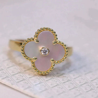 [Angela Jewellery]CLOVER PINK MOP RING GOLD DIAMOND