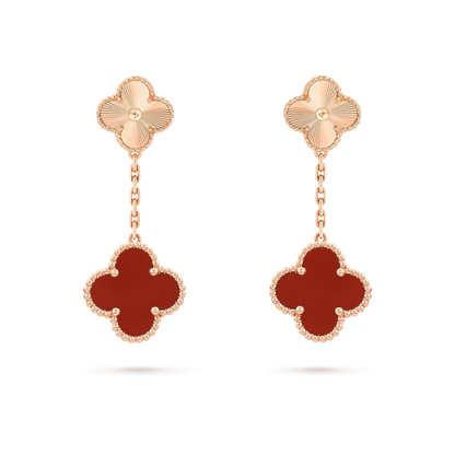 [Angela Jewellery]CLOVER 2 MOTIF  LASER CARNELIAN EARRINGS
