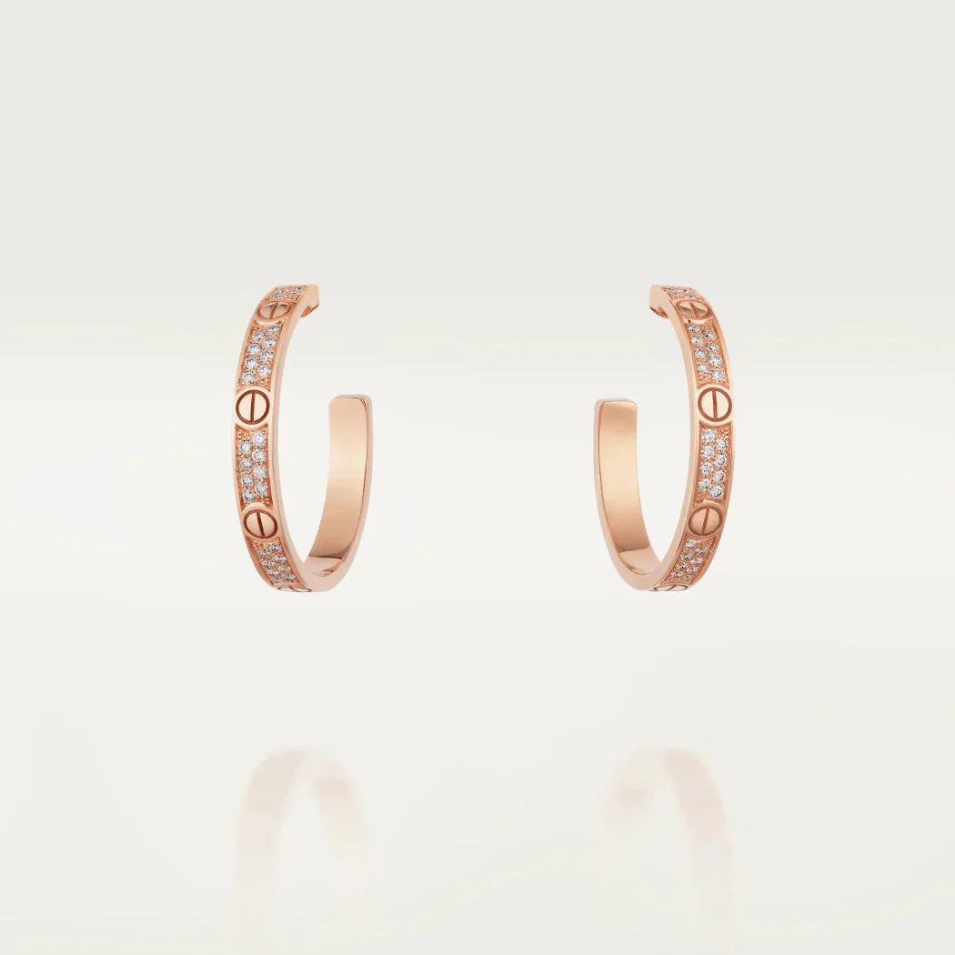 [Angela Jewellery]LOVE DIAMOND PINK GOLD HOOP EARRINGS