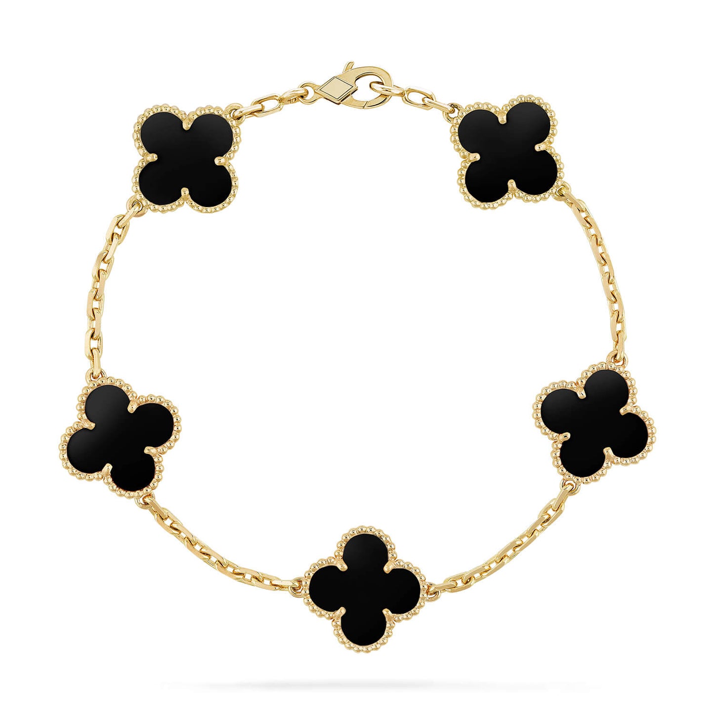 [Angela Jewellery]CLOVER  5 MOTIFS BLACK ONYX BRACELET