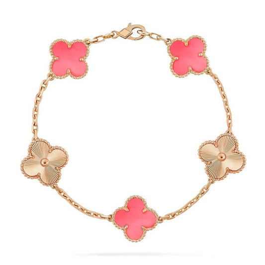[Angela Jewellery]CLOVER BRACELET 5 MOTIF PINK AND PINK GOLD