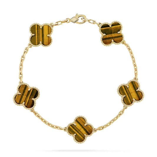 [Angela Jewellery]CLOVER  5 MOTIFS TIGER EYE BRACELET