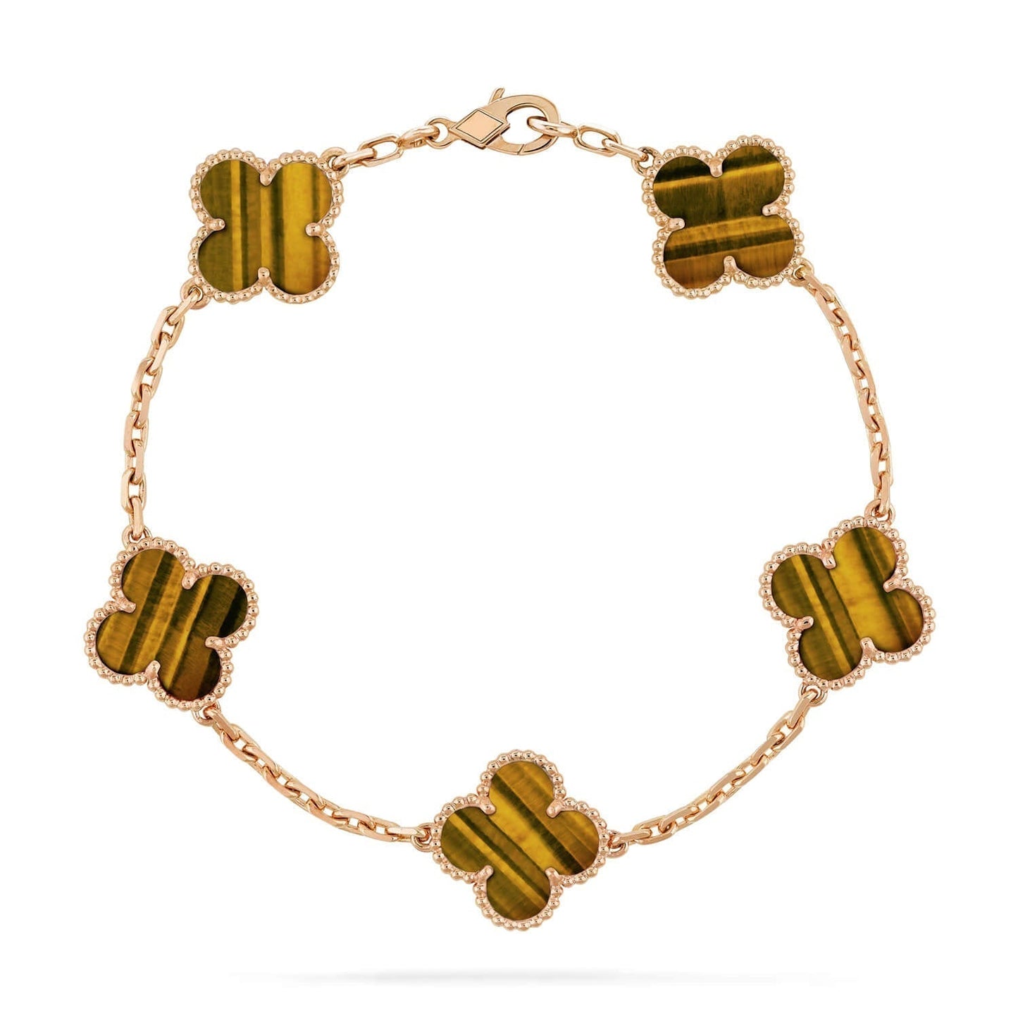[Angela Jewellery]CLOVER  5 MOTIFS TIGER EYE BRACELET