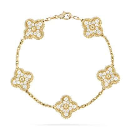 [Angela Jewellery]CLOVER 5 MOTIFS  FULL DIAMOND BRACELET