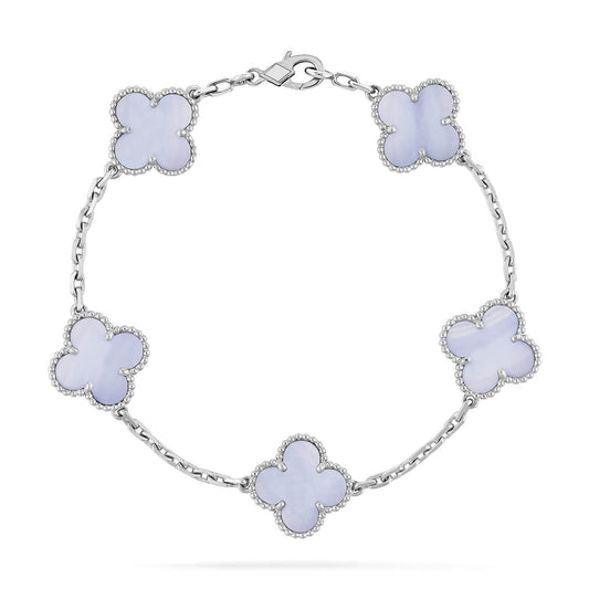 [Angela Jewellery]CLOVER  5 MOTIF PURPLE CHALCEDONY BRACELET SILVER