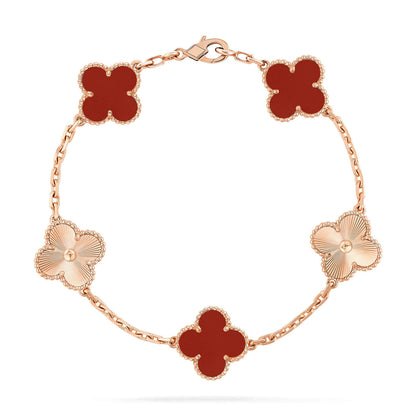 [Angela Jewellery]CLOVER  5 MOTIFS CARNELIAN GOLD BRACELET