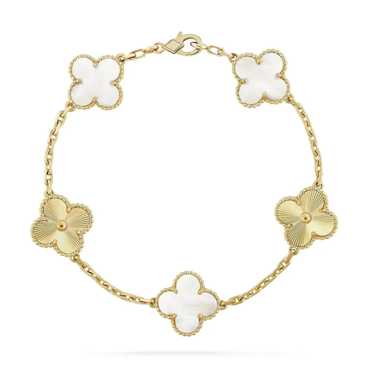 [Angela Jewellery]CLOVER BRACELET 5 MOTIF WHITE MOP PINK GOLD