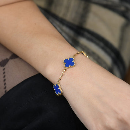 [Angela Jewellery]CLOVER 5 MOTIFS BLUE AGATE BRACELET