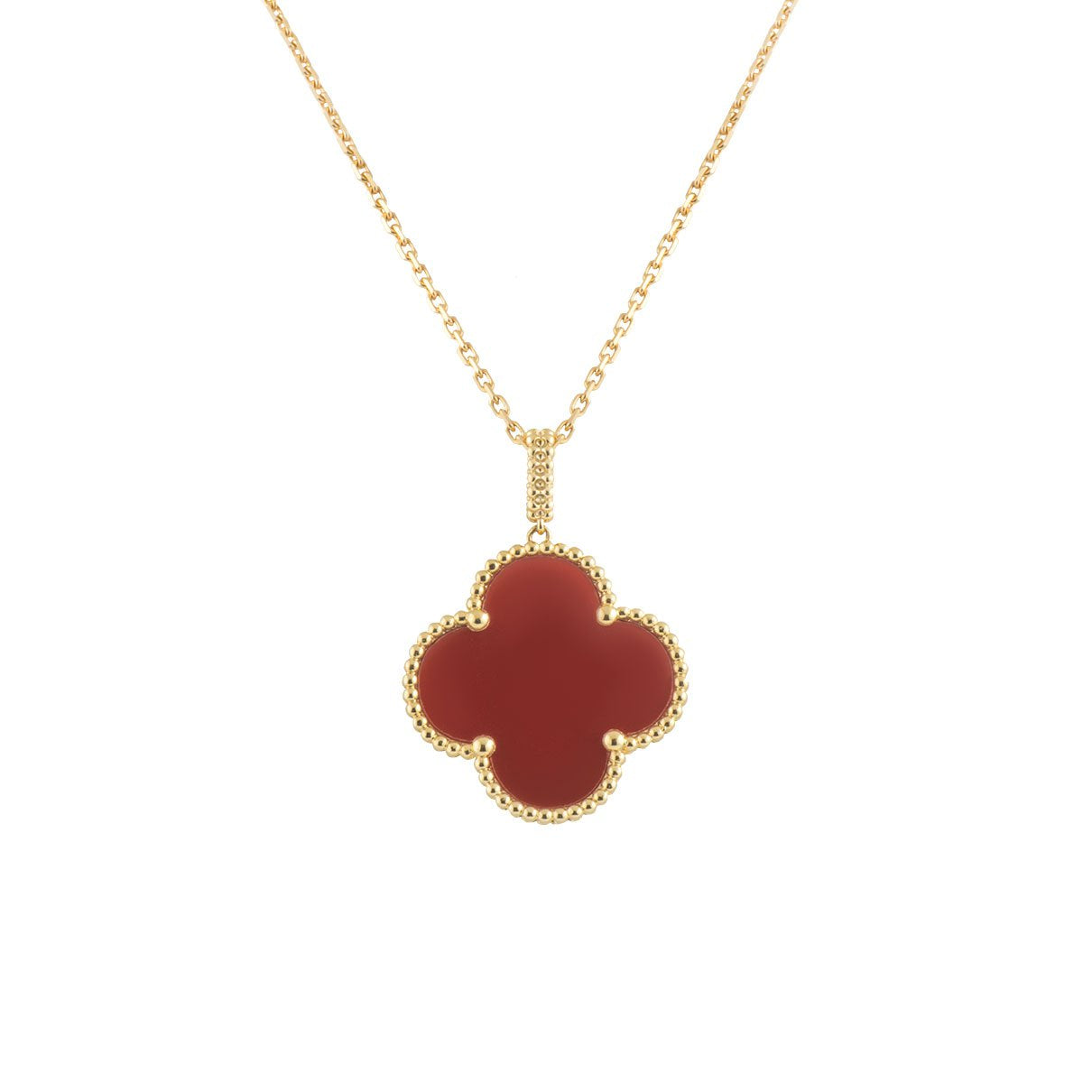 [Angela Jewellery]CLOVER 25MM NECKLACE GOLD CARNELIAN