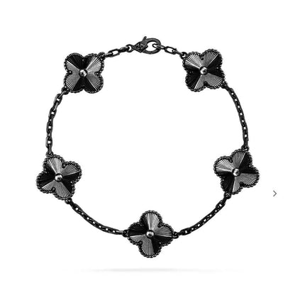 [Angela Jewellery]CLOVER 5 MOTIF BLACK BRACELET