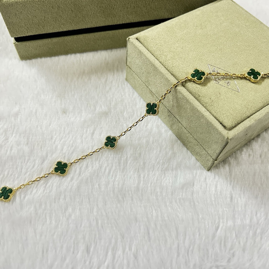 [Angela Jewellery]CLOVER 6 MOTIF MALACHITE BRACELET