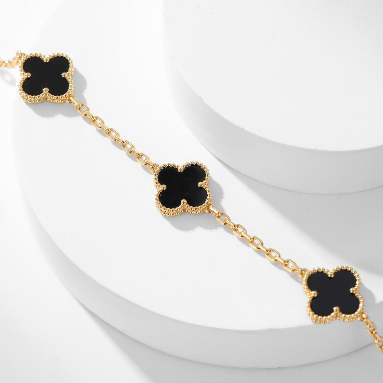 [Angela Jewellery]CLOVER 10 MOTIFS ONYX NECKLACE
