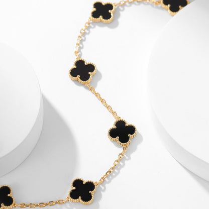 [Angela Jewellery]CLOVER 10 MOTIFS ONYX NECKLACE