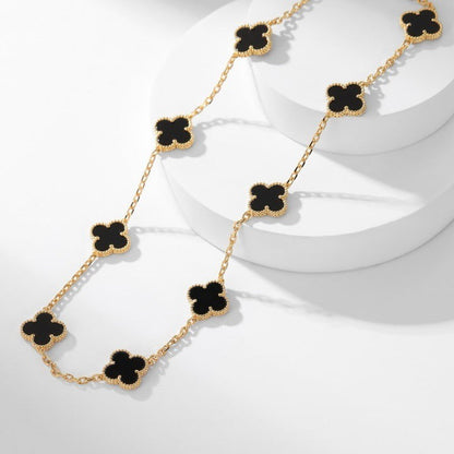 [Angela Jewellery]CLOVER 10 MOTIFS ONYX NECKLACE