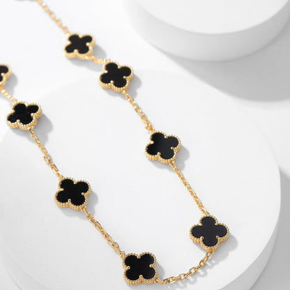 [Angela Jewellery]CLOVER 10 MOTIFS ONYX NECKLACE