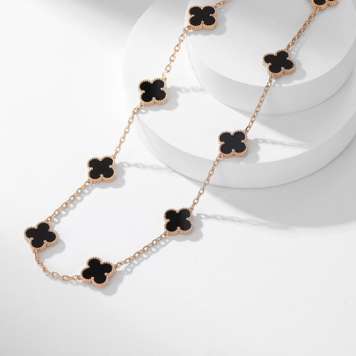 [Angela Jewellery]CLOVER 10 MOTIFS ONYX NECKLACE
