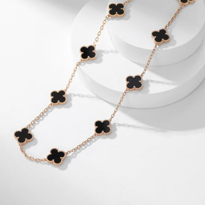 [Angela Jewellery]CLOVER 10 MOTIFS ONYX NECKLACE