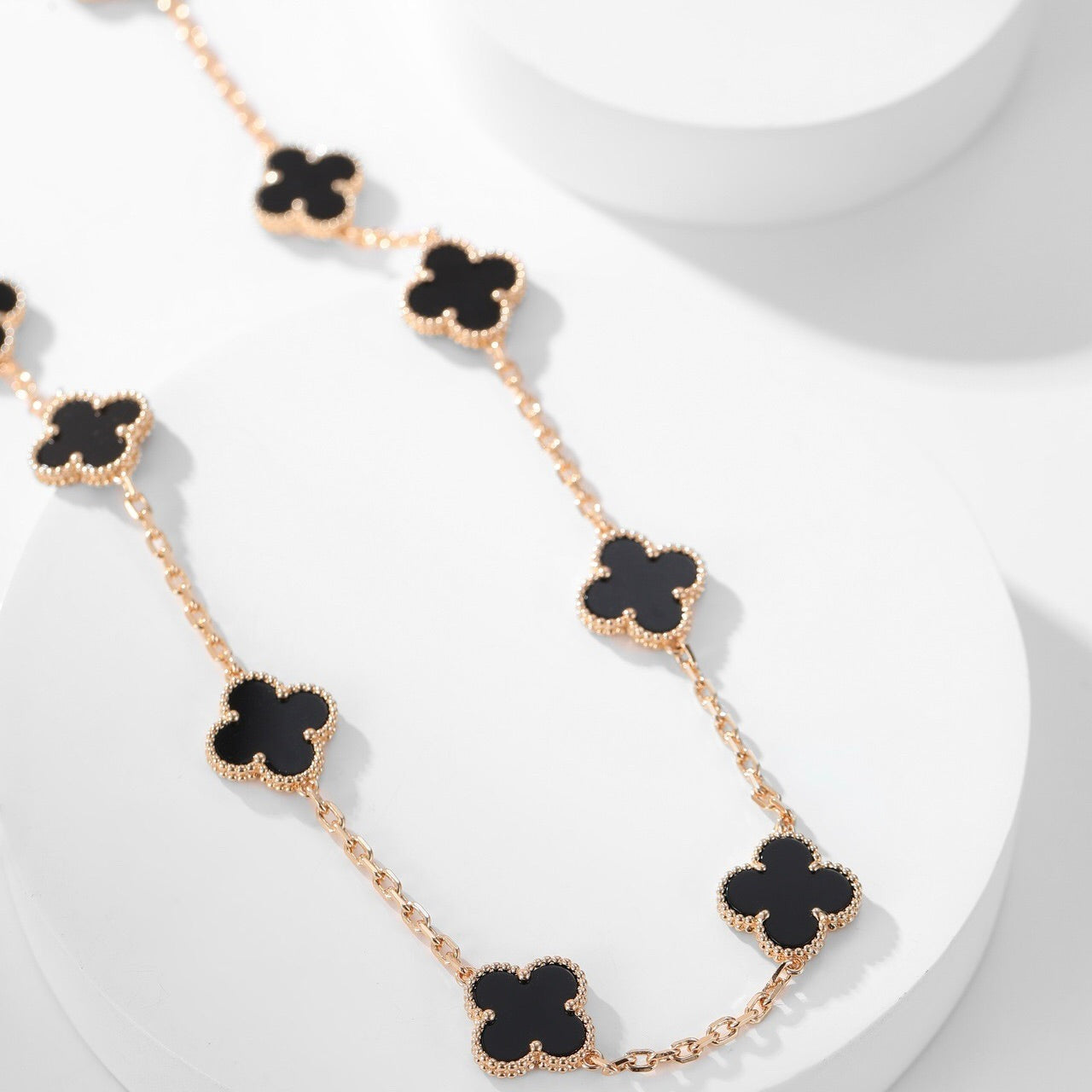 [Angela Jewellery]CLOVER 10 MOTIFS ONYX NECKLACE