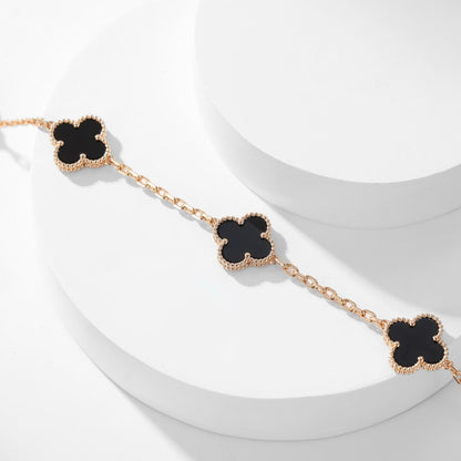 [Angela Jewellery]CLOVER 10 MOTIFS ONYX NECKLACE