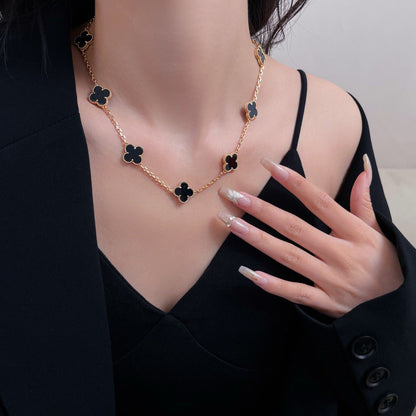 [Angela Jewellery]CLOVER 10 MOTIFS ONYX NECKLACE
